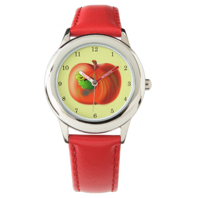 Lycklig Mask i rödäpple - Armbandsur (Framsida)