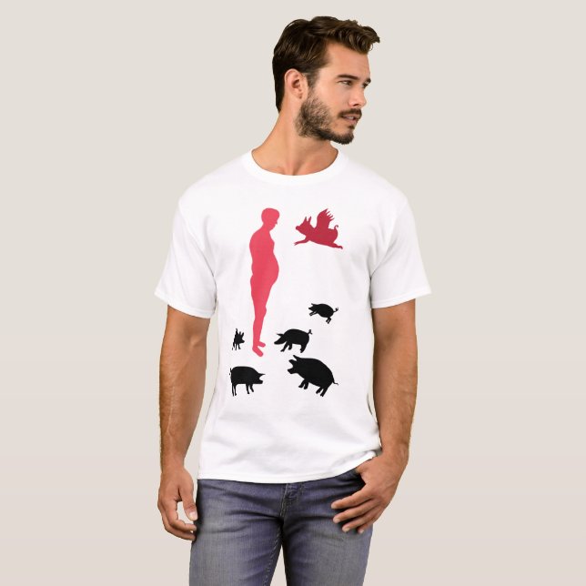 Lycklig Meal Manar basket T-Shirt, vitt Tröja (Hel framsida)