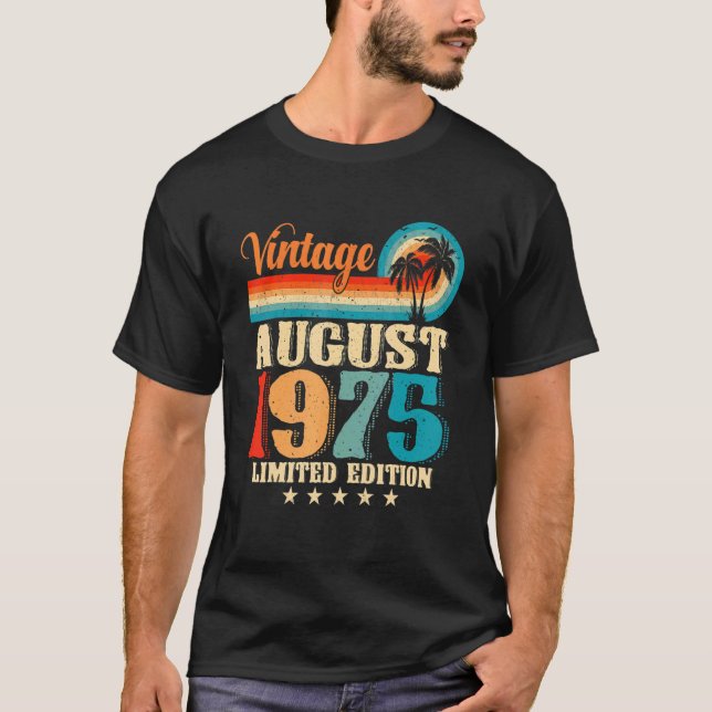 Lycklig med familj augusti 1975, 47:e födelsedagsv t shirt (Framsida)