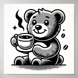 Lycklig med kaffe poster