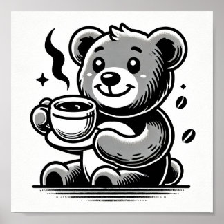 Lycklig med kaffe poster