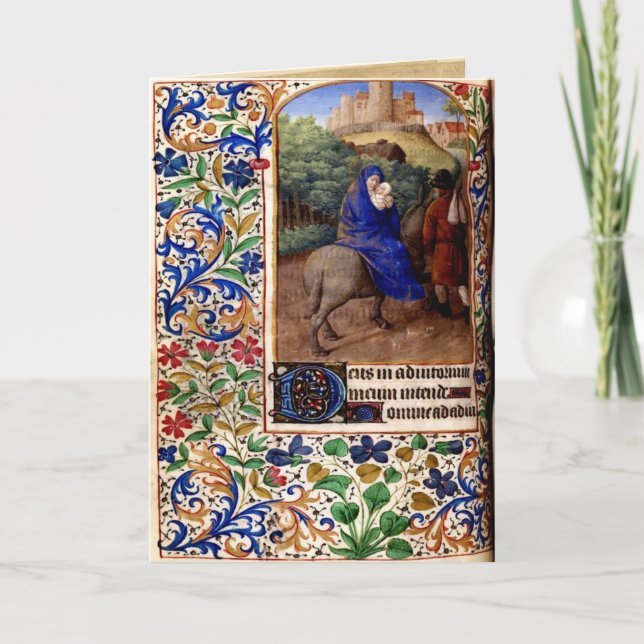 Lycklig medeltida julkort helgkort (Framsida)