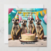 Lycklig Meerkat Birthday, Födelsedagsfest inbjudan
