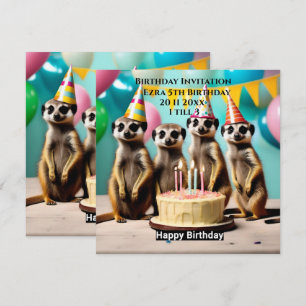 Lycklig Meerkat Birthday, Födelsedagsfest inbjudan