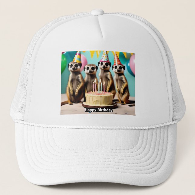 Lycklig Meerkat Birthday Keps (Framsida)