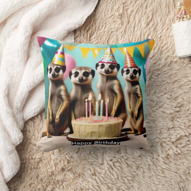 Lycklig Meerkat Birthday Kudde (Filt)