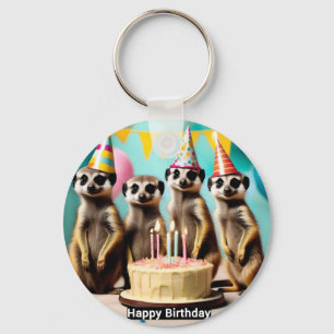 Lycklig Meerkat Birthday Nyckelring