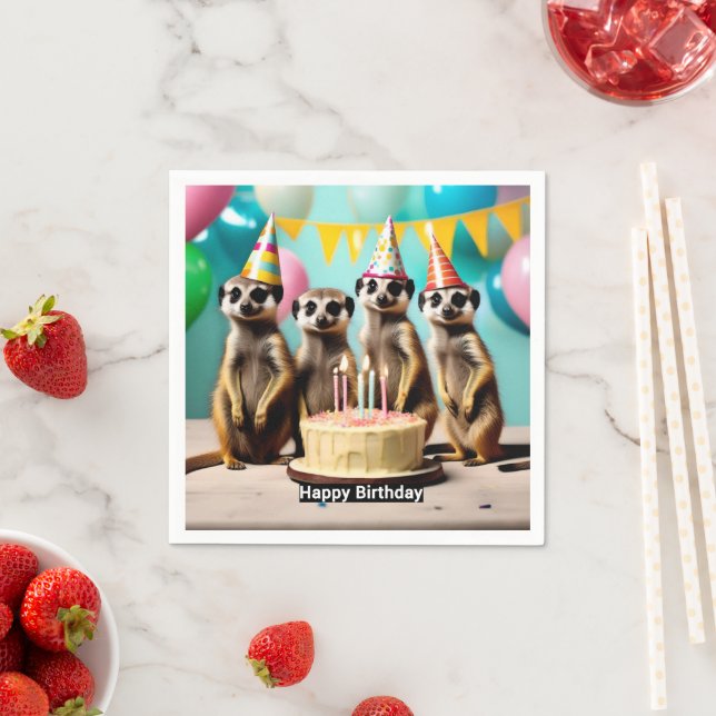 Lycklig Meerkat Birthday Pappersservett (Insitu)