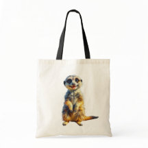 Lycklig Meerkat Tote Bag Oljemålning Stil