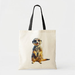 Lycklig Meerkat Tote Bag Oljemålning Stil Tygkasse
