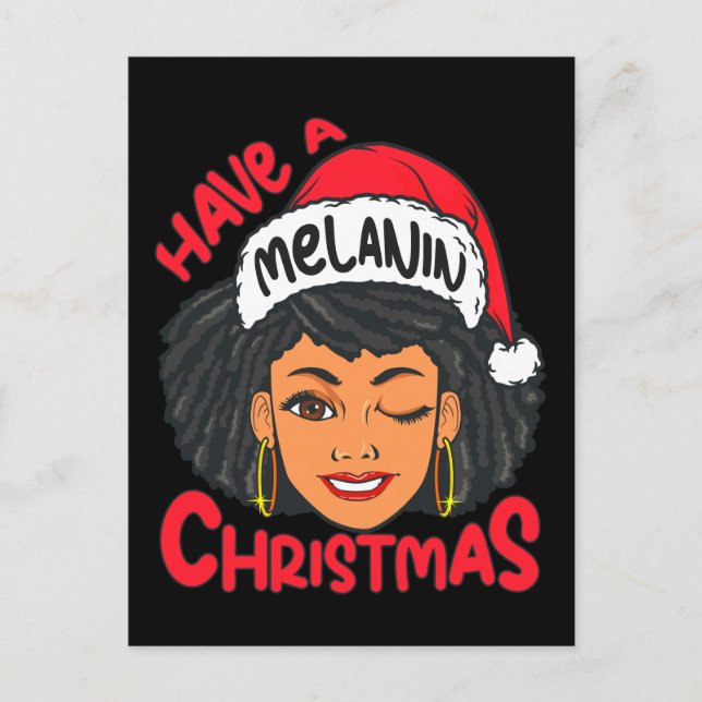 Lycklig Melanin jul Merry X-mas Black Sista Helg Vykort (Framsida)
