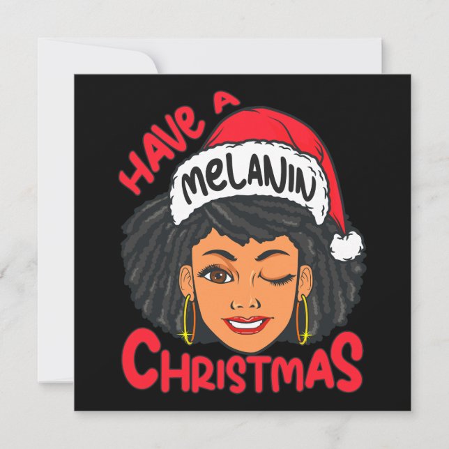 Lycklig Melanin jul Merry X-mas Black Sista Inbjudningar (Framsida)