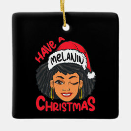 Lycklig Melanin jul Merry X-mas Black Sista Julgransprydnad Keramik