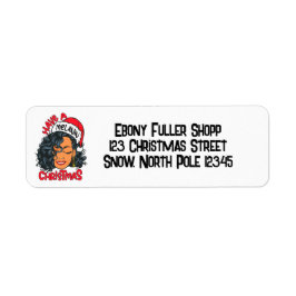 Lycklig Melanin jul Merry X-mas Black Sista Returadress Etikett