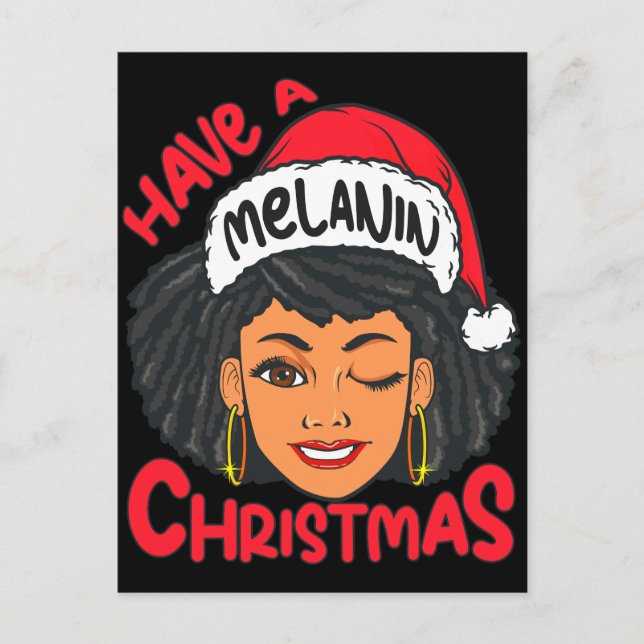 Lycklig Melanin jul Merry X-mas Black Sista Vykort (Framsida)