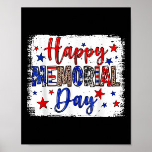 Lycklig Memorial Day Patriotic American Flagga 4:e Poster