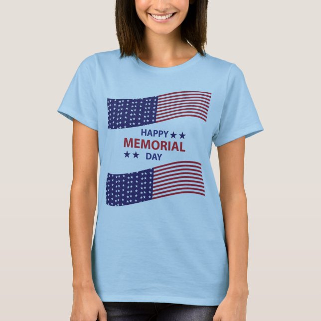 Lycklig Memorial Day T-Shirt (Framsida)