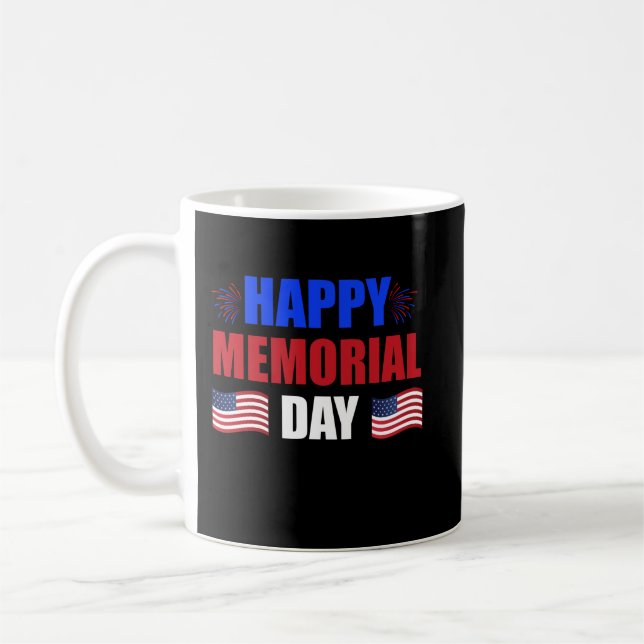 Lycklig Memorial Day USA flagga American Patriotic Kaffemugg (Vänster)