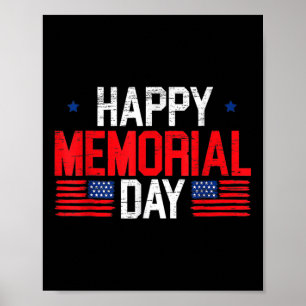 Lycklig Memorial Day USA flagga American Patriotic Poster
