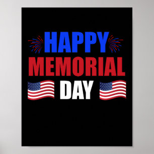 Lycklig Memorial Day USA flagga American Patriotic Poster