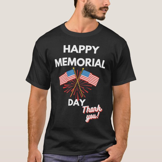 Lycklig Memorial Day Veterans T Shirt (Framsida)