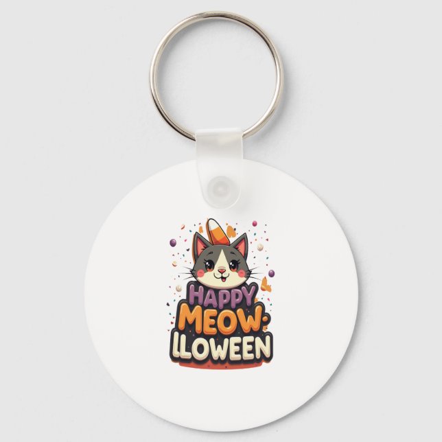 Lycklig Meow-lloween Cat Nyckelring (Framsida)