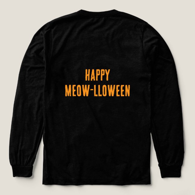 Lycklig Meow-lloween Long Sleased T shirt (Design baksida)