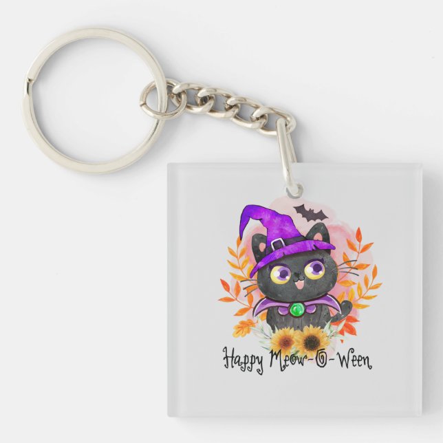 Lycklig Meow-o-ween-Black Witch Cat (Framsidan)