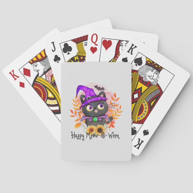 Lycklig Meow-o-ween-Black Witch Cat Casinokort (Baksidan)