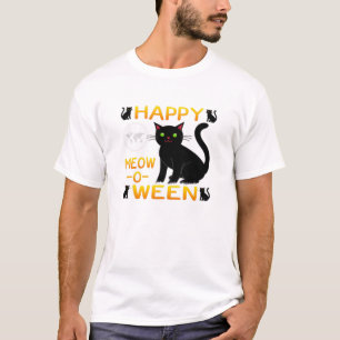 Lycklig Meow-O-Ween - Svarta katter T Shirt
