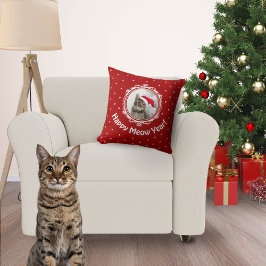 "Lycklig Meow Year!" Cat Lover-julens Anpassningsb Kudde