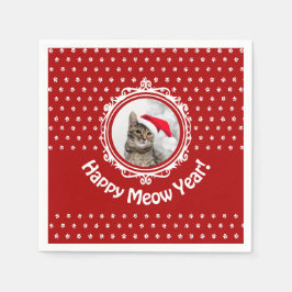 "Lycklig Meow Year!" Kat jul-Pappersservett Pappersservett