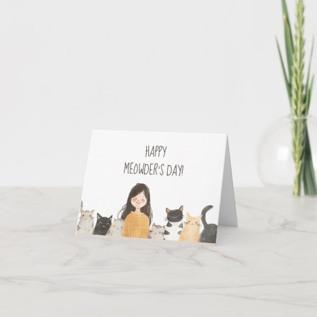 Lycklig Meowders dag Crazy Cat Dam Mors dag Kort (Framsida)
