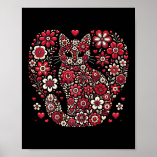 Lycklig Meowentine Day Blommigt Cat Valentine Roma Poster