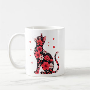 Lycklig Meowentine Day Blommigt Cat Valentines day Kaffemugg