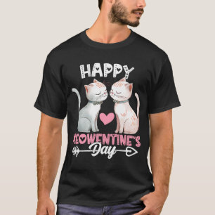 Lycklig Meowentine Day Cute Cat Valentines day 3 T Shirt
