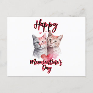 Lycklig Meowentine's Day Cat Couple Valentine's Vykort