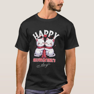 Lycklig Meowentines Day Funny Cute Cat Par Valen T Shirt