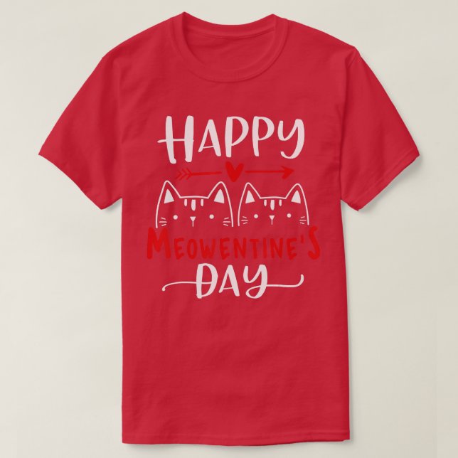 Lycklig Meowentines Day Funny Valentines day Cat L T Shirt (Design framsida)