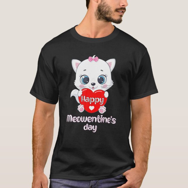 Lycklig meowentines hjärthjärthjärtans dag för Kat T Shirt (Framsida)