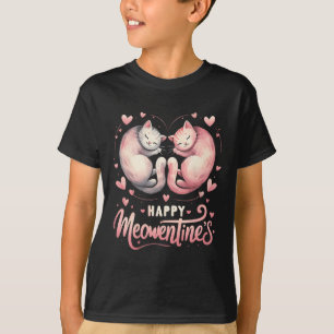 Lycklig Meowentins Cute Valentine Cat Lover Couple T Shirt