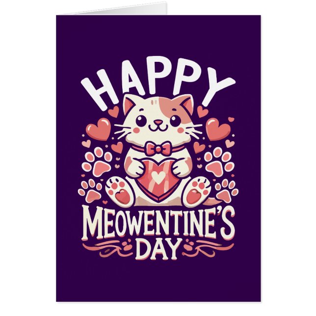 Lycklig Meowentins dag - Cute Cat Valentine Day Hälsningskort (Framsidan)