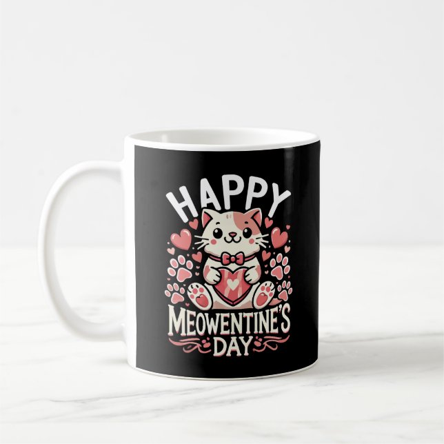 Lycklig Meowentins dag - Cute Cat Valentine Day Kaffemugg (Vänster)