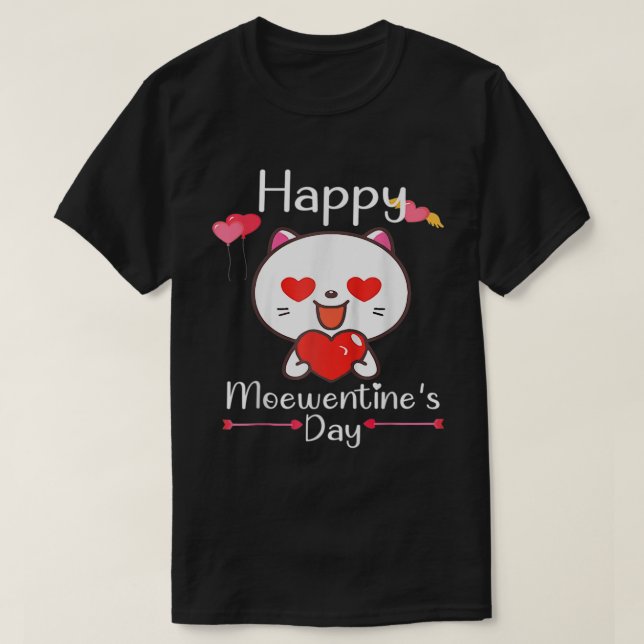 Lycklig Meowentins dag Valentine Cat Lover Heart C T Shirt (Design framsida)