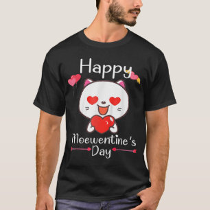 Lycklig Meowentins dag Valentine Cat Lover Heart C T Shirt