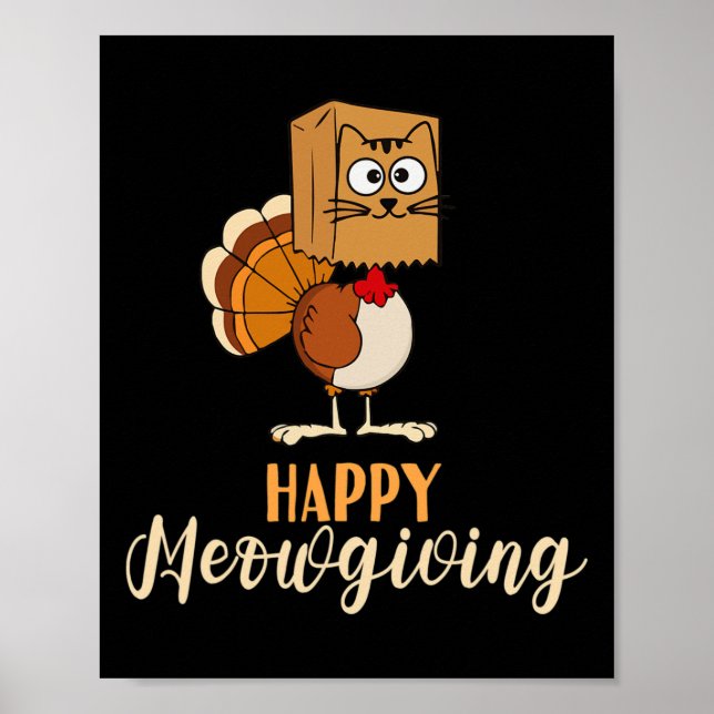 Lycklig Meowgiving Funny Thanksgiving Fall Hösthös Poster (Framsidan)
