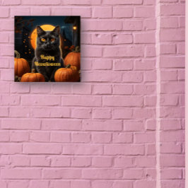 Lycklig Meowloween Cat Thmet Party Poster