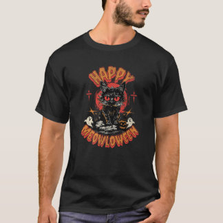 Lycklig Meowloween Costume Kattdjur Cat Lovers Hal T Shirt