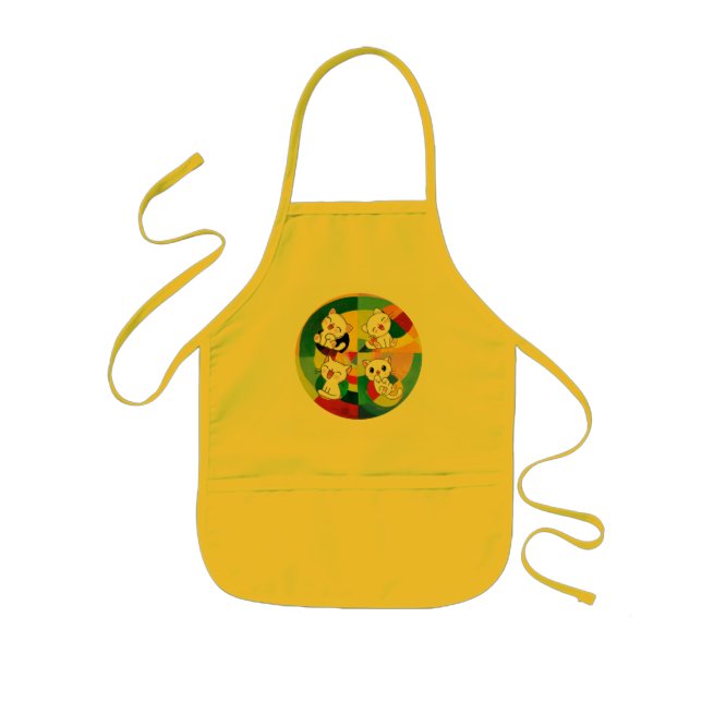 Lycklig Meows Kids' Apron Barnförkläde (Framsidan)