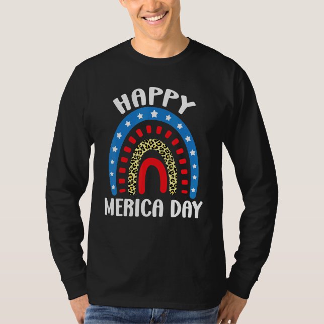 Lycklig Merica Dag 4 juli T Shirt (Framsida)